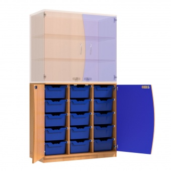 Wellentüren-Unterschrank, 99 cm hoch, 105x50 cm (B/T), Tür rechts alpensee, Wellentüren-Unterschrank, 99 cm hoch, 105x50 cm (B/T), Tür rechts alpensee,